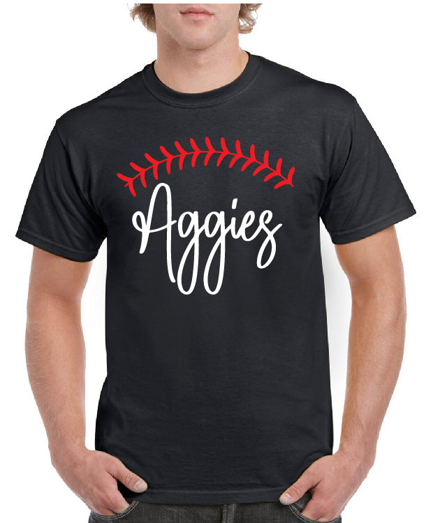 AGGIES SCRIPT BASEBALL TEE